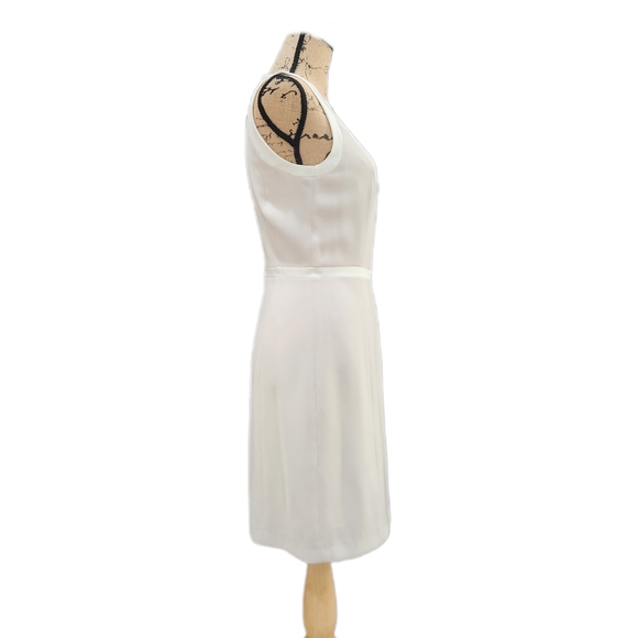 Vintage J. Crew White Sleeveless Sheath Mini Dress,Ecru/White Womens Small - Picture 3 of 4